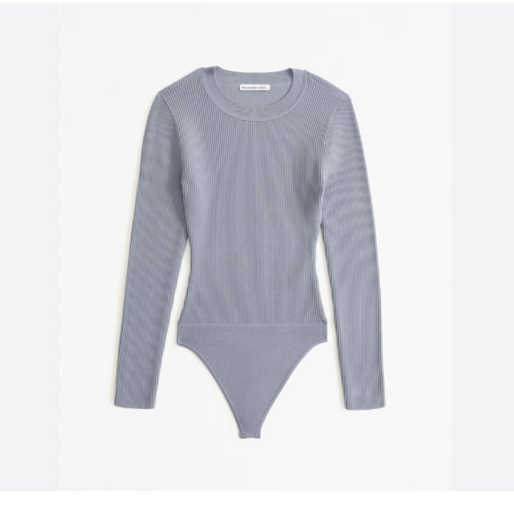 Abercromibe & Fitch Long-Sleeve Ottoman Crew Bodysuit - Blue